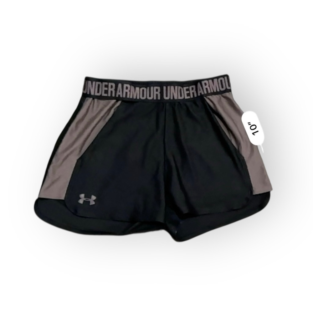 Under Armour Women’s Running Shorts Black/Gray/Purple Logo Sz S - Picture 5 of 6